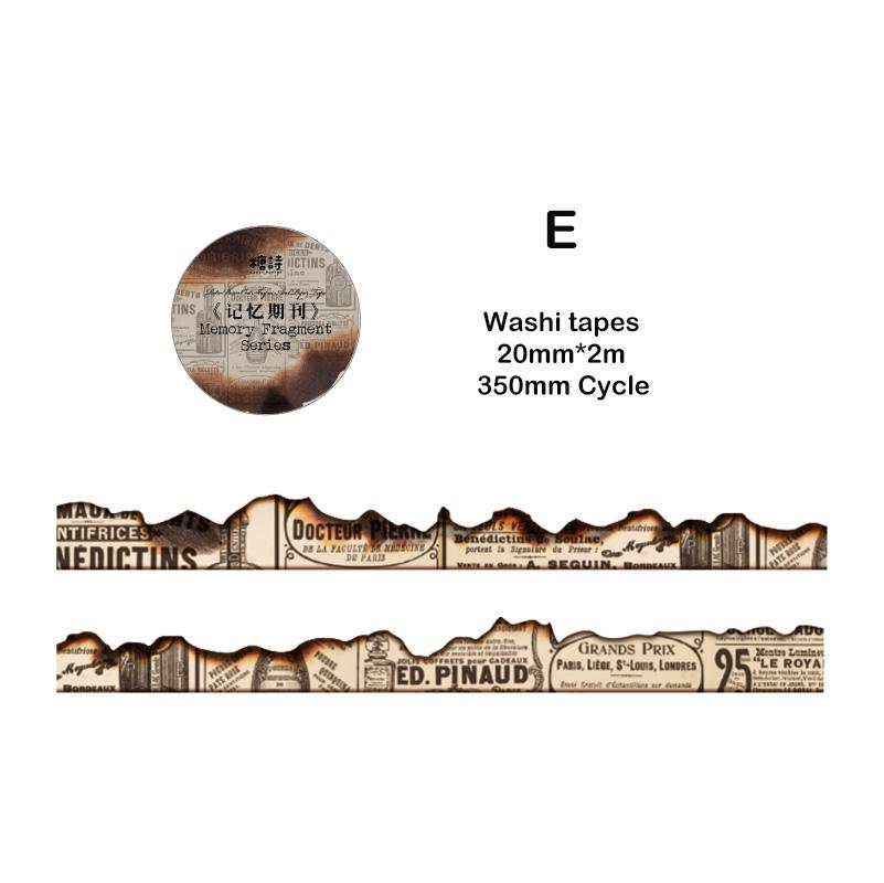 Journamm 20mm*2m Burning Washi Paper Tapes Decor Junk Journal DIY Scrapbooking Vintage Collage Materials Aesth Stationery Tapes