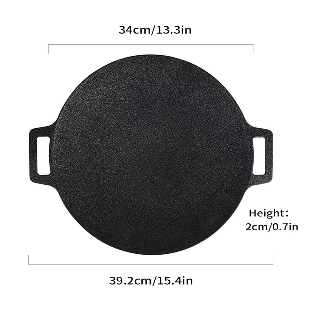 Leeseph Korean BBQ Grill Pan Round Griddle Pan for Gas Open Fire Camping Home Outdoor Stoves Circular Multiple Sizes Black