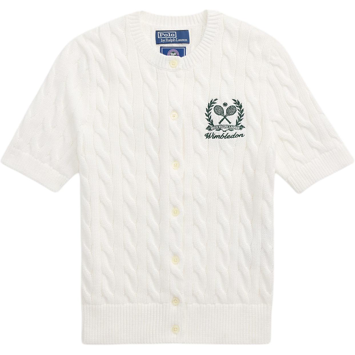 

Polo Ralph Lauren Wimbledon Серия с косами Топ с коротким рукавом Хлопковый трикотаж Женские топы Керамический-Белый 211970523-001 XS
