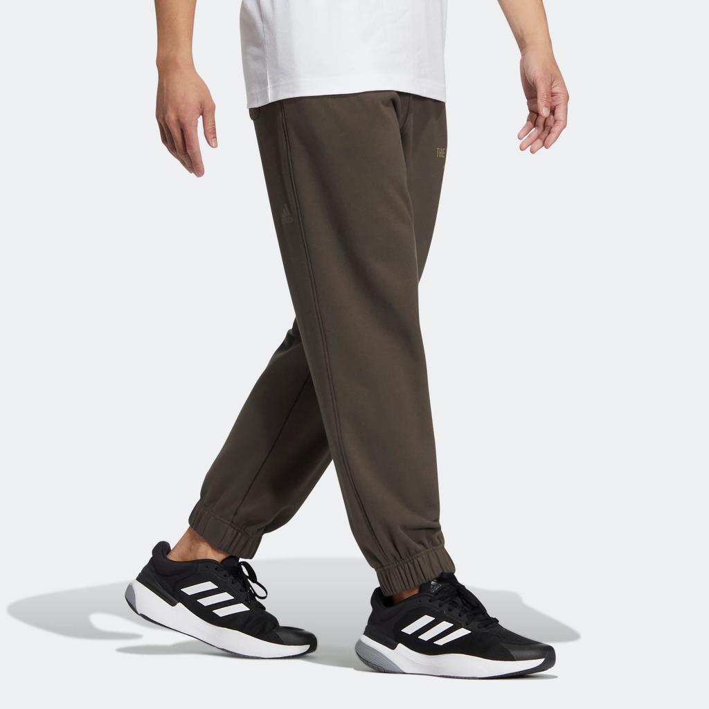 Adidas Pure Color Logo Print Elastic Waist Joggers Men Bottoms Dark-Olive-Green IB2767