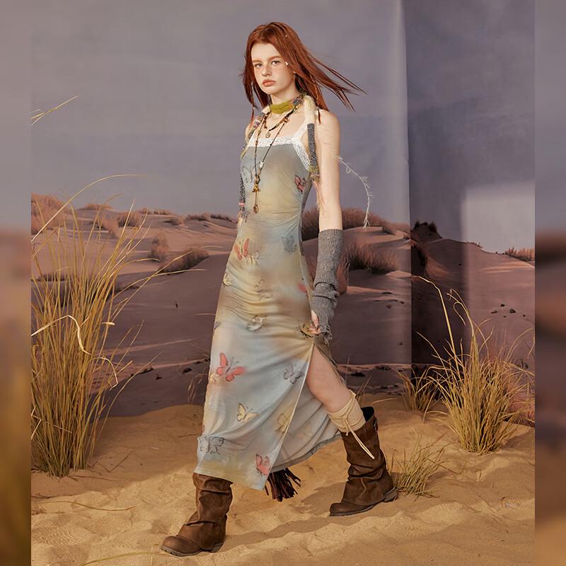 UNIFREE Boho Mesh Lace Maxi Dress