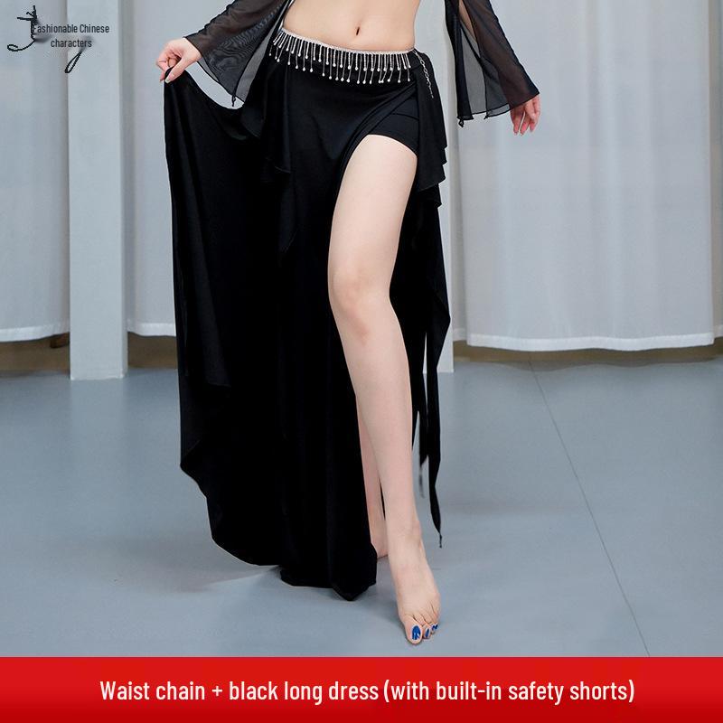 New Style Belly Dance Practice Skirt - Beginner Slimming Slit Long Skirt for Women