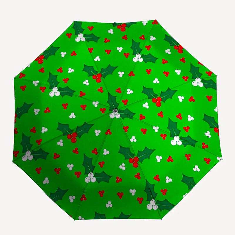 

1pc Christmas Holly Pattern Automatic Open/Close Umbrella, Ideal Fan Gift for Birthday, Christmas, Trendy Fashion yy250828025
