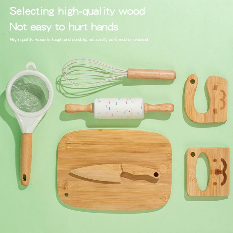 Holz Kinder Sicheres Messer und Kinder Backset Kleinkind Montessori Küchenwerkzeuge Kochen und Backen für Kinder Kleine Köche Geschenk