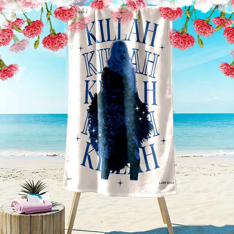 Lady Gaga Bold Print Beach Towel, Large Soft Quick Dry Towel for Beach Camping Swimming