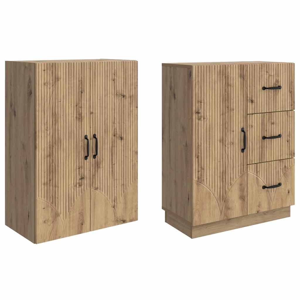 Cabinet Set 2 Pcs Artisan Oak Wood Based Material