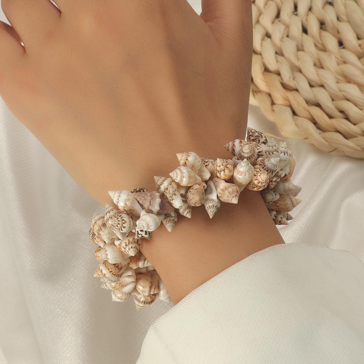 BLINGBAY Women s Natural Seashell Bracelet Summer Boho Beach Handmade Shell Bangle Fashion Jewelry