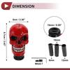 HEROFFIX 8.7cm Skull Shift Knob, Universal Gear Shift Knob, Resin Stick Shifter Lever Knob for Automatic and Manual Cars, with 3 Adapters, Red, 1 Set