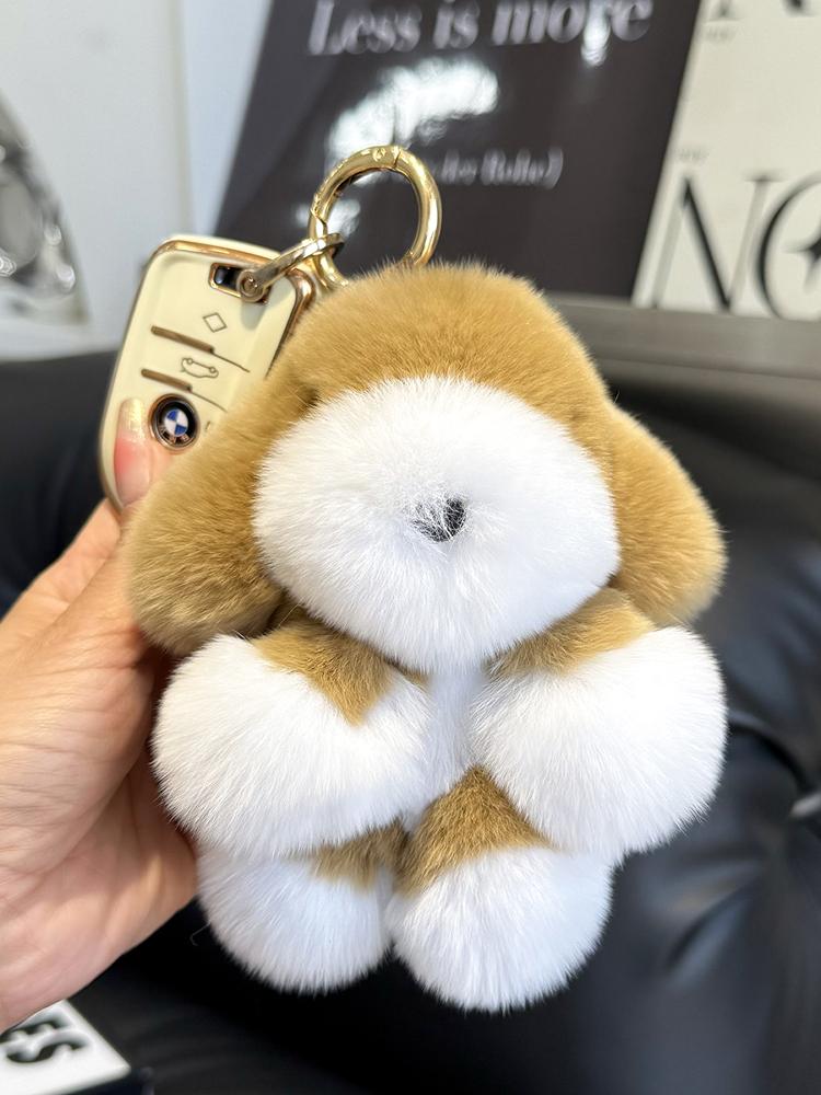 Real Natural Mink Fur Puppy Keychain Pendant Cute Dog Doll Toys Keyring Handbag Charm Ornament Pompom Plush Jewelry Gifts