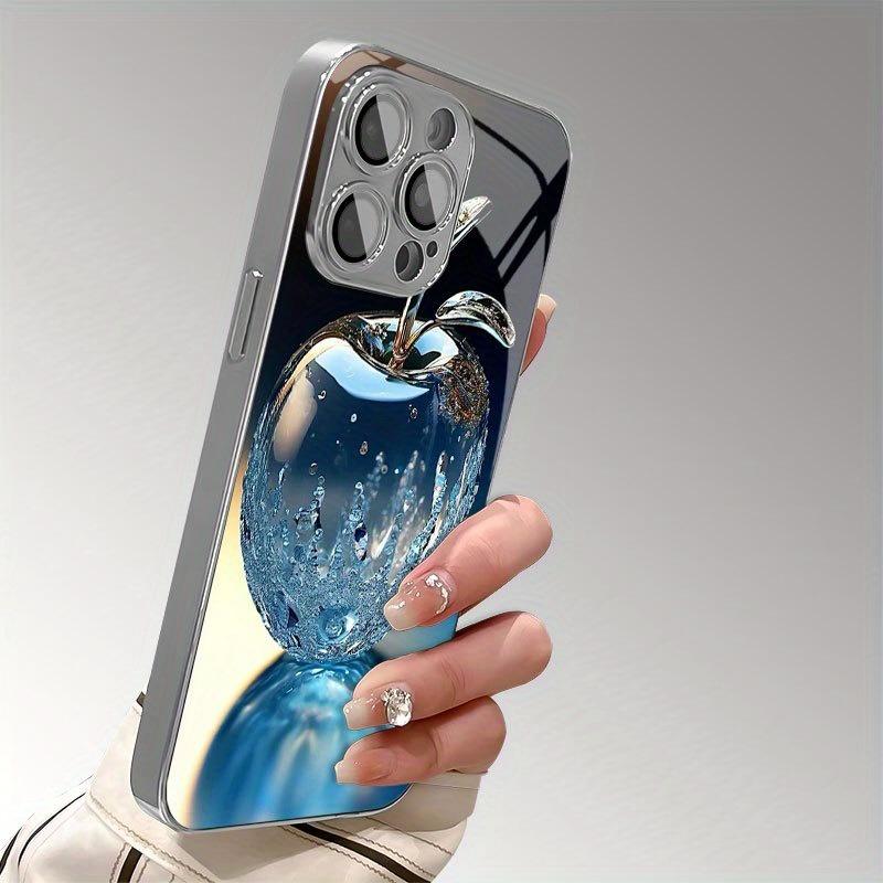 Crystal Water Drop For Apple Pattern Electroplated Phone Case For iPhone 11 12 13 14 15 16 17 Pro Max Plus 16E 17Air Glass Cover
