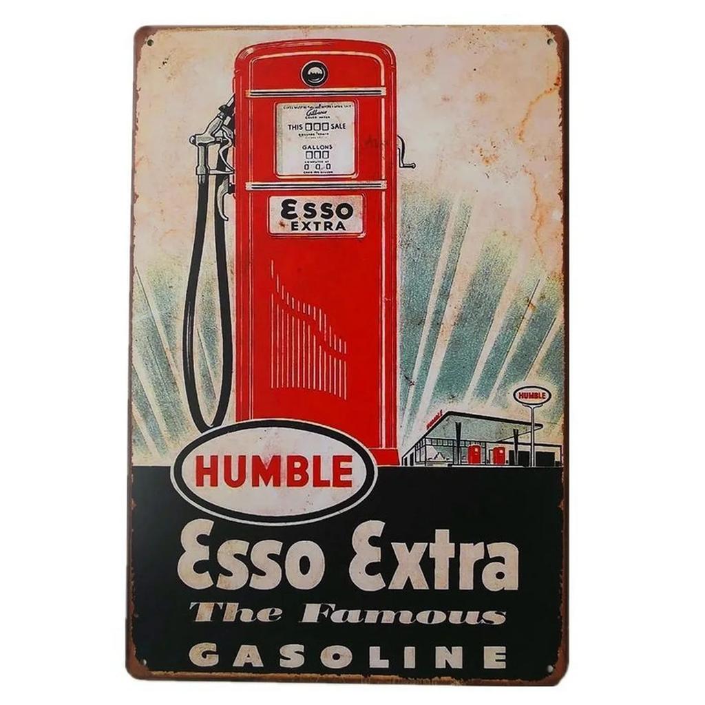 Motor Oil Gas Metal Signs Esso STP Wall Art Poster Plaque Vintage Iron Painting Decoration for Man Cave Cafe Garage Club Bar
