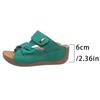 2025 outer wear platform slippers women's round head breathable cross belt Velcro sewing line wedge slippers