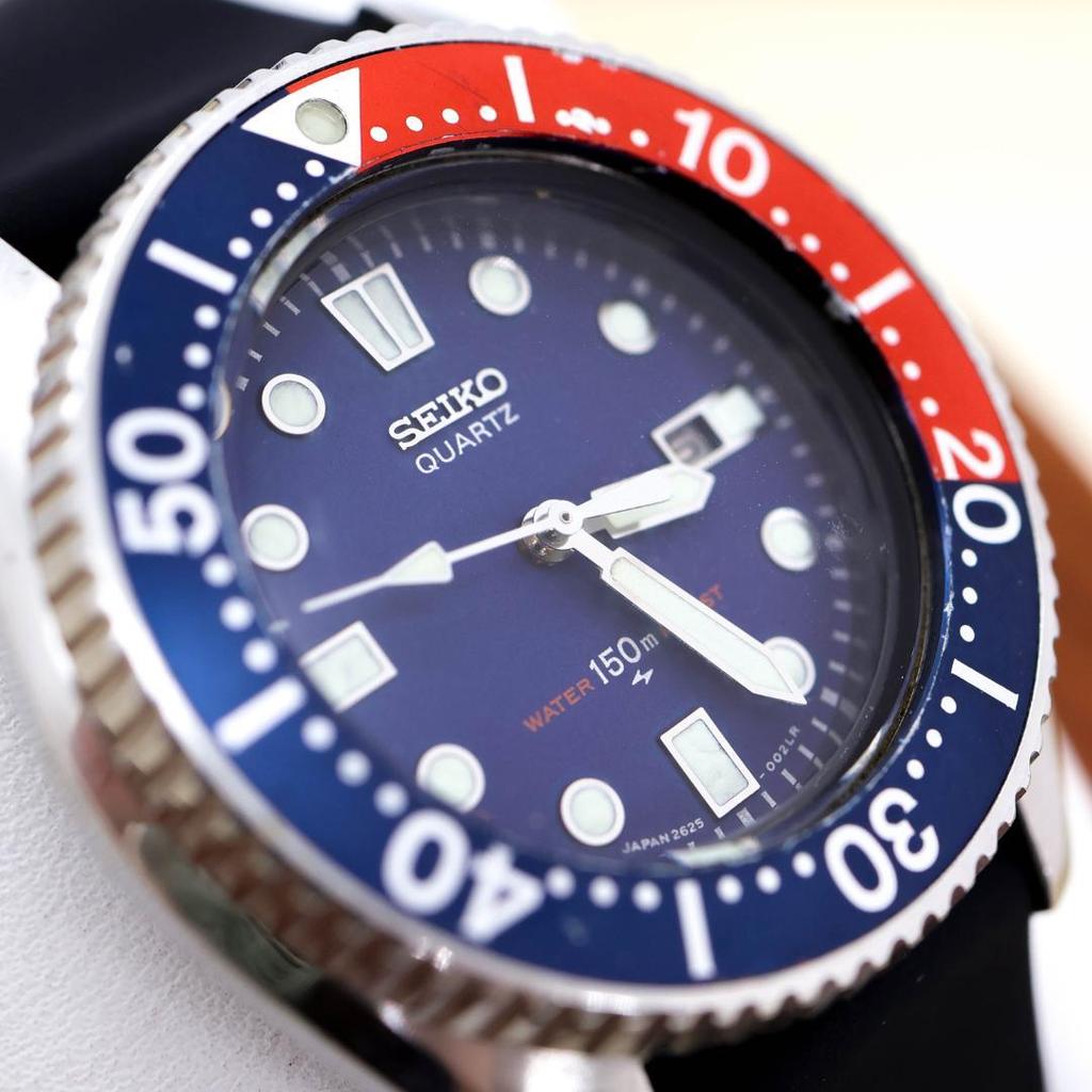 [USED] Working SEIKO 150m Diver Watch, Pepsi Color, Date, 773