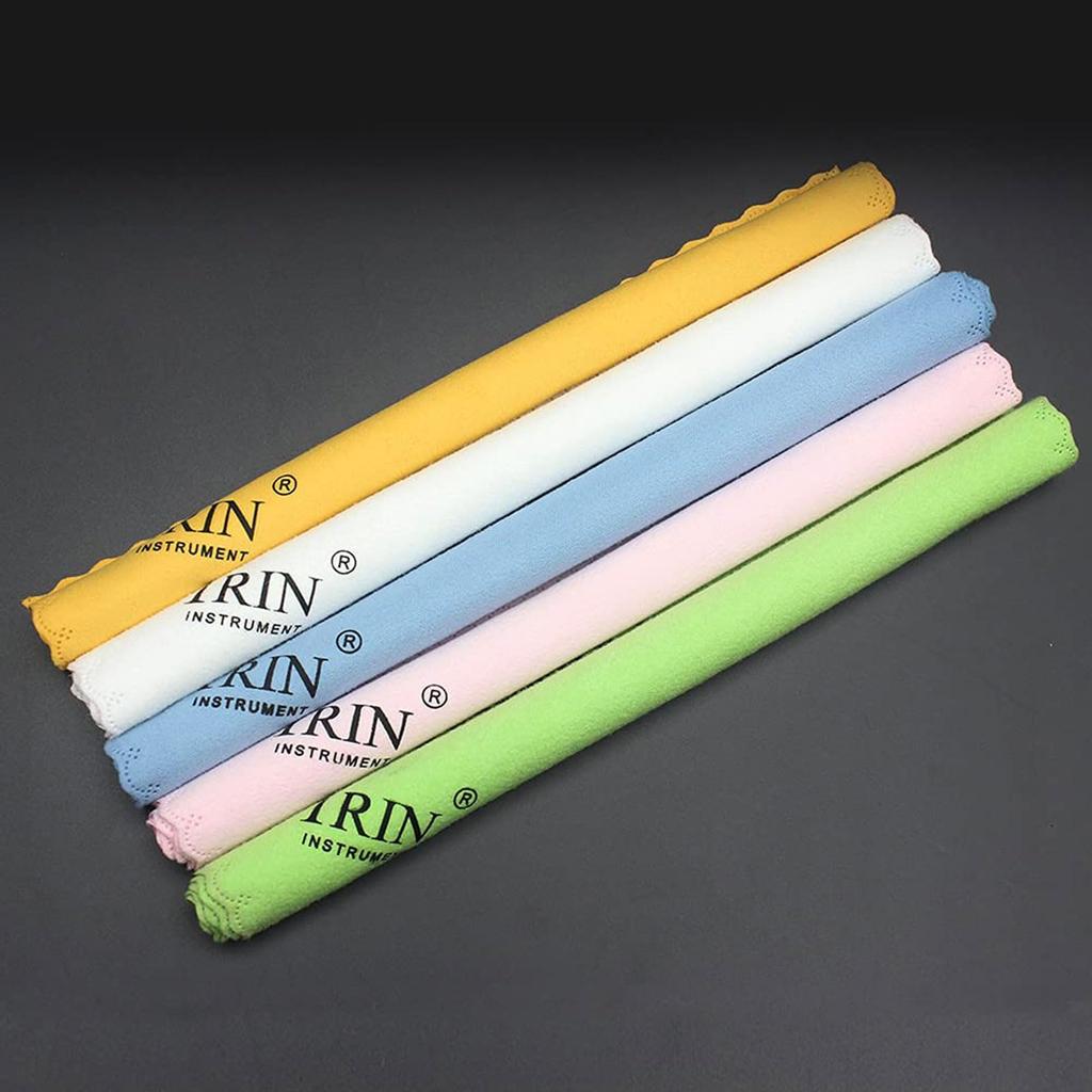 Chaojibao 5 Pieces 5 Colors Microfiber Cleaning Cloth for Musical Luxury Cloth for Musical Instruments Guitar Bass Piano Cleaning Instruments, (Green)
