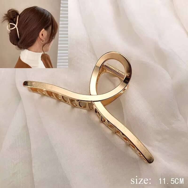Einfache Metall Ausgehöhlte Geometrische Kralle Damen Elegantes Haaraccessoire Kreuz Krabbe Badeclip Für Frauen Mode Mädchen Kopfschmuck