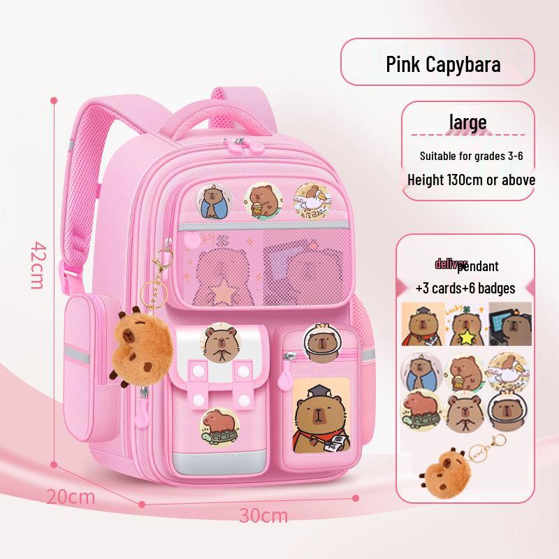 Kids' Lightweight Backpack with Spine Protection for Grades 1-6, Large Capacity, Ideal for Boys and Girls