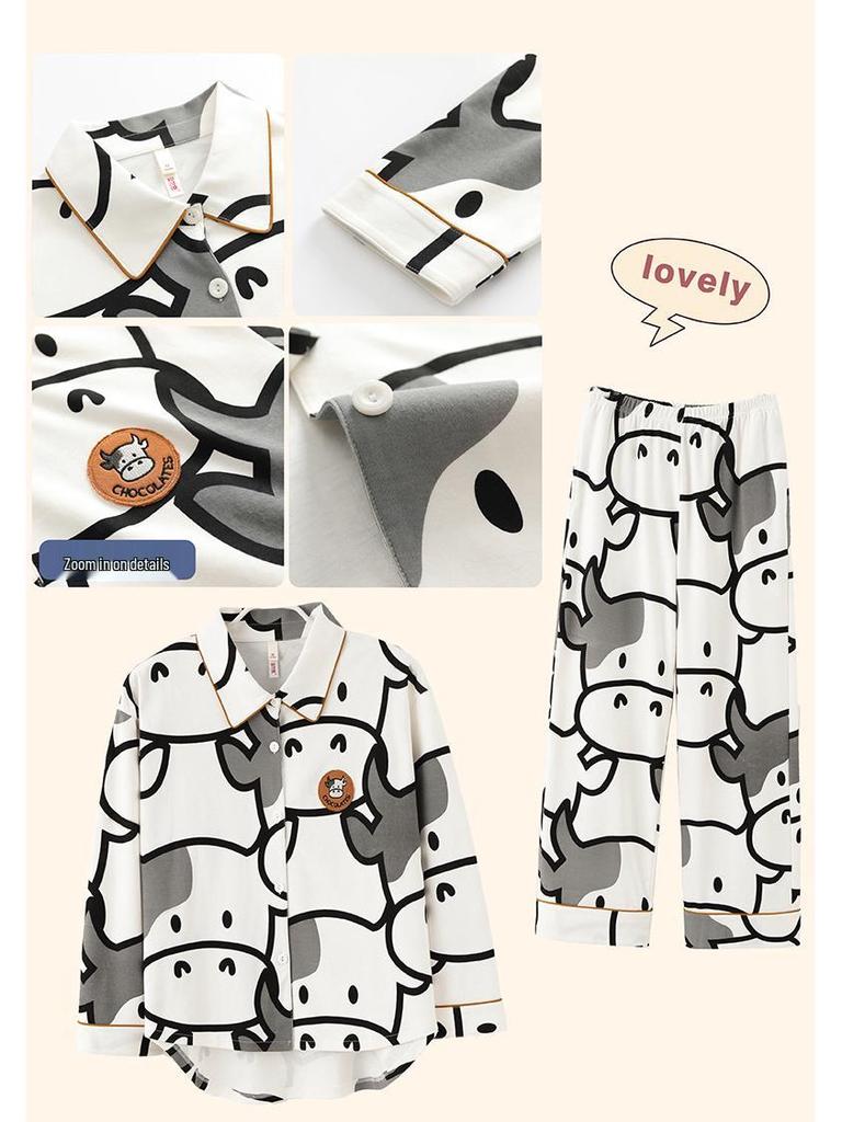 Korean Style Couple Pajamas 2021: 100% Cotton Long Sleeve Homewear for Women & Men - Spring, Autumn, Winter