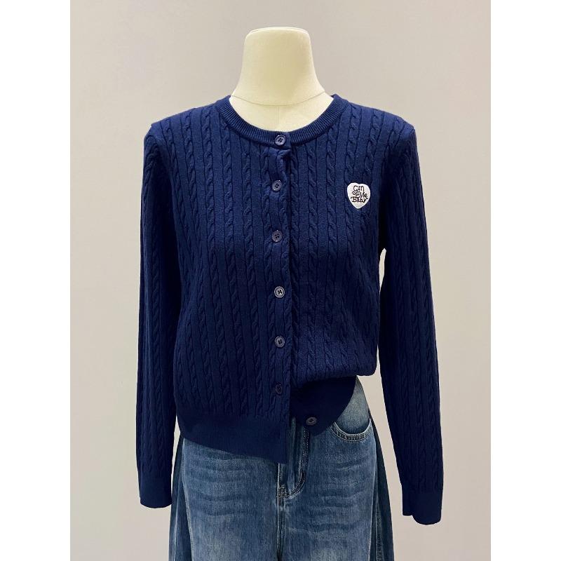 Twist texture knitted cardigan jacket women's single-breasted top spring and autumn casual age-reducing long-sleeved soft waxy sweater