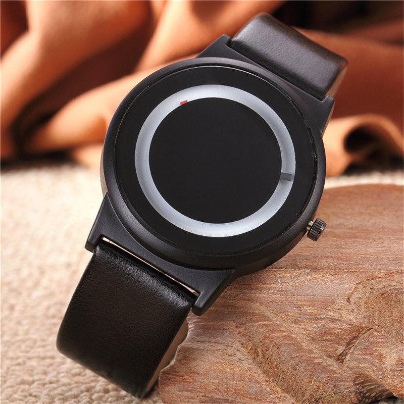 Fashion Creative Men Watches Men Sports Watches Leather Strap Quartz Wristwatches Unisex Watch чёрный