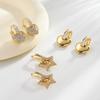 Fashion Heart Shaped Zircon Ear Clips Luxe Elegant Stud Earrings For Women Versatile Accessory