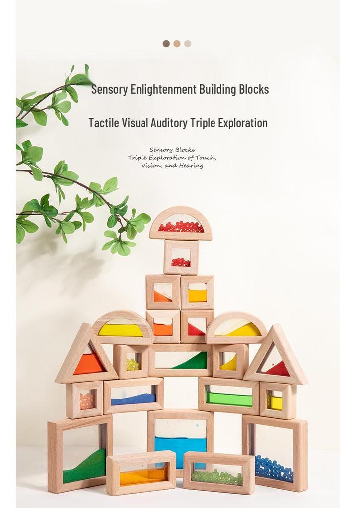 Wooden Rainbow Acrylic Blocks: Interlocking Early Childhood Building Toys