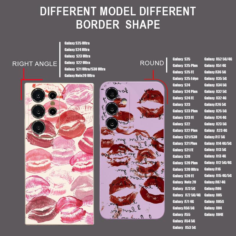 Coque Mode Motif Baisers Lèvres Pour Samsung Galaxy S26 S25 Ultra S24 S23 S22 Plus S21 FE A15 A16 A17 A35 A36 A54 A55 A56 5G Coque Souple