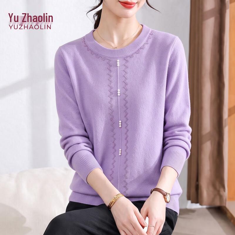 YUZHAOLIN Women's Elegant Crewneck Knit Sweater for Mature Ladies