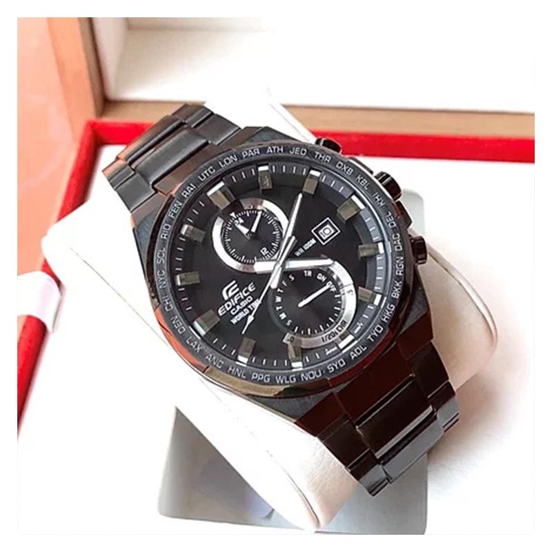 Casio EDIFICE 100 Meters Waterproof Quartz Movement Japanese and Korean Watch Men's Watch Black Dial EFR-542BK-1AV