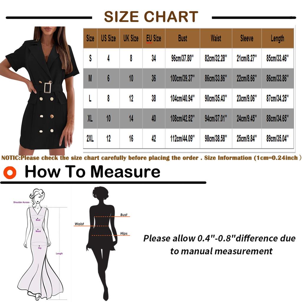 Women's Casual Fashion Waist-skimming Button Decorated Suit Short-sleeved Dress