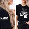 Comfort Colors Personalized Number and Name Shirt, Custom Sleeve Team Gift E-917
