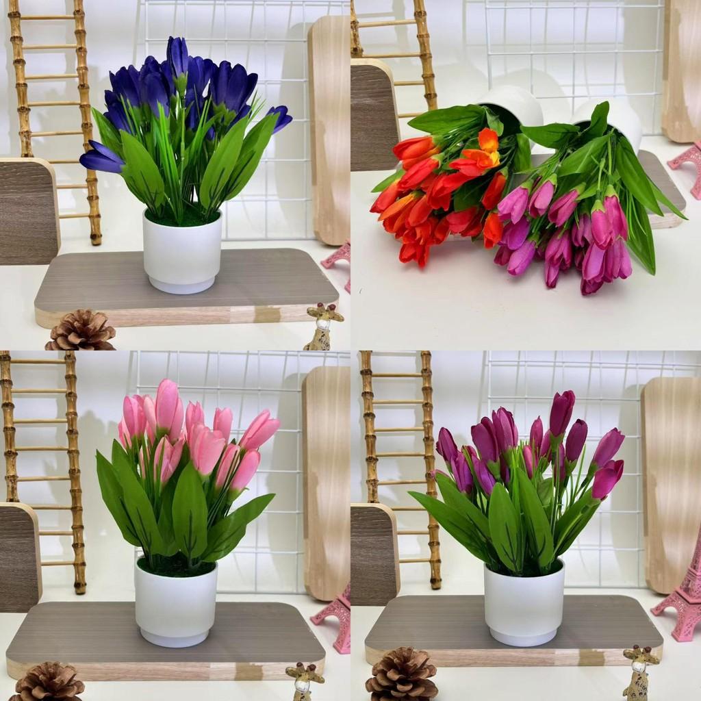 Tulip Faux Potted Plant Decorative Greenery For Party Decorations And Hospitality Settings