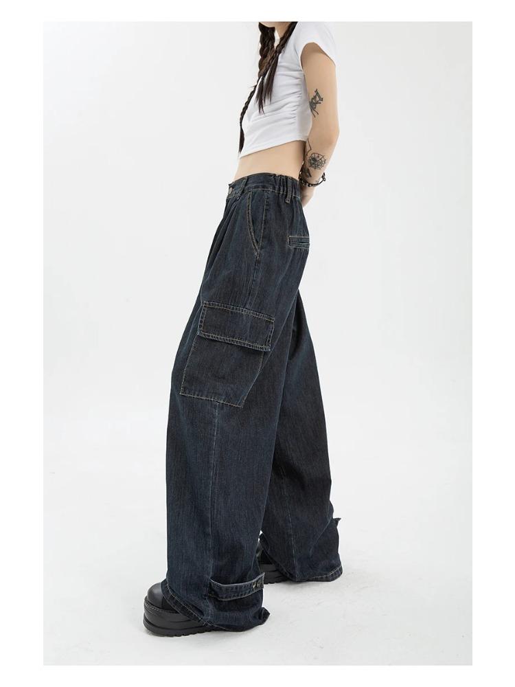 Jeans Blu Larghi Harajuku da Donna per l'Estate Streetwear Hip Hop Oversize Casual Gamba Larga Vintage Pantaloni in Denim Y2k Pantaloni Larghi
