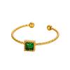 CARLIDANA New Arrival Stone Ring Jewelry Gold Plated Stainless Steel Square Natural Stone Open Adjustable Ring for Women