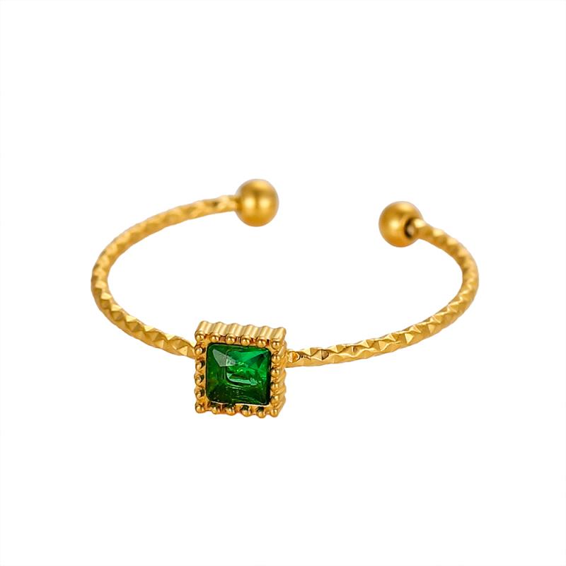 CARLIDANA New Arrival Stone Ring Jewelry Gold Plated Stainless Steel Square Natural Stone Open Adjustable Ring for Women