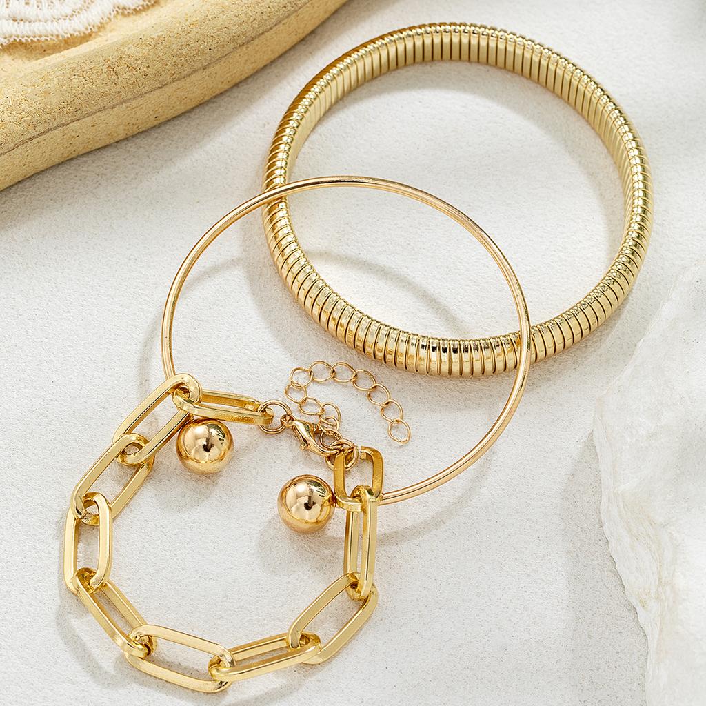 3 pieces of exaggerated and bold chain spring bracelets with multiple overlapping openings for women's bracelets