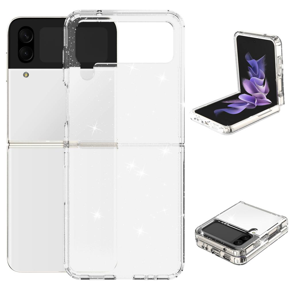 For Samsung Galaxy Z Flip4 5G Glitter Powder IMD Clear Phone Case Anti-Scratch Soft TPU Shockproof Protective Cover