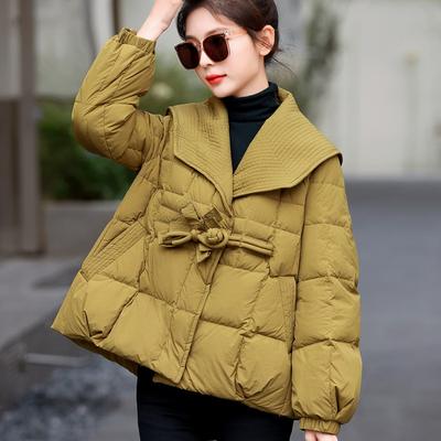 Giacca corta alla moda in cotone per donna con colletto grande
