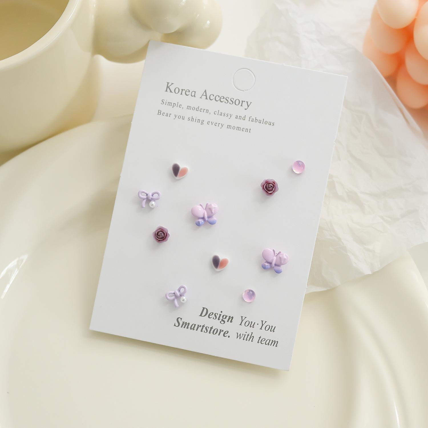 

Комплект из 2024 сладких розовых серег из стерлингового серебра – универсальный летний стиль