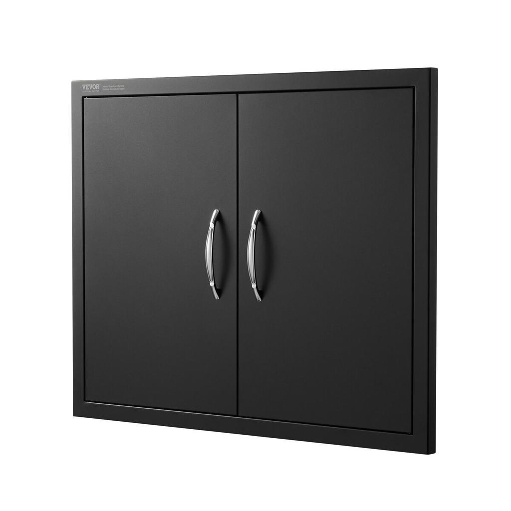 BBQ Access Door, 788x610 Mm Double Outdoor Kitchen Door, Cold Plate Flush Mount Door, Wall Vertical Door with Handles, for BBQ Island, Grilling