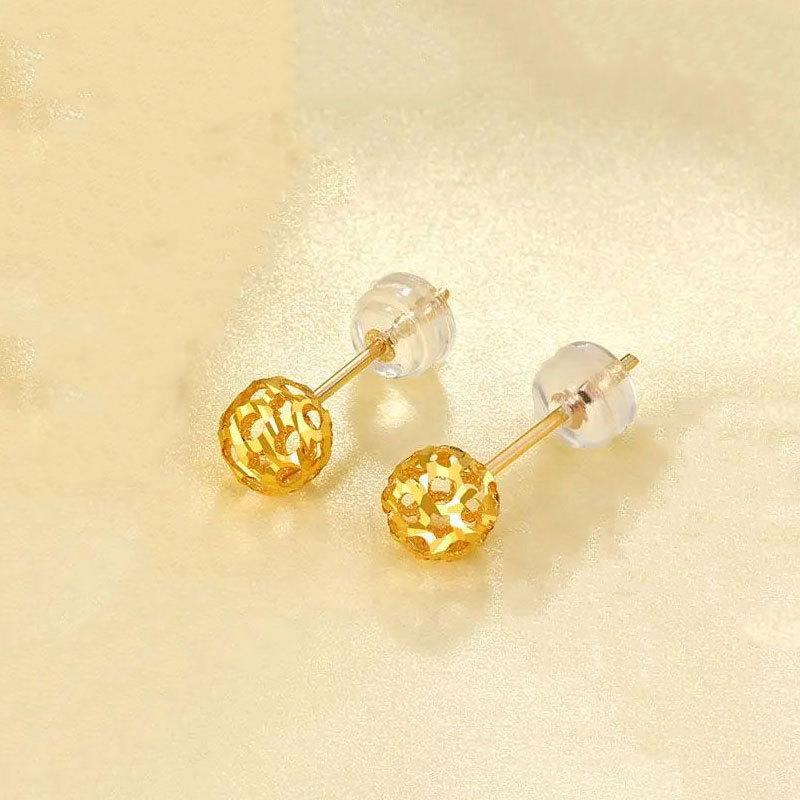 Purple Gold Plated Rose Gold Transfer Beads Trend Simple Temperament Color Gold Hollow Stud Earrings Women