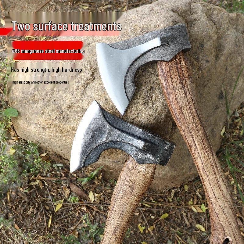 Hand-Forged Long-Handled Camping Axe for Wood Splitting and Firewood Cutting