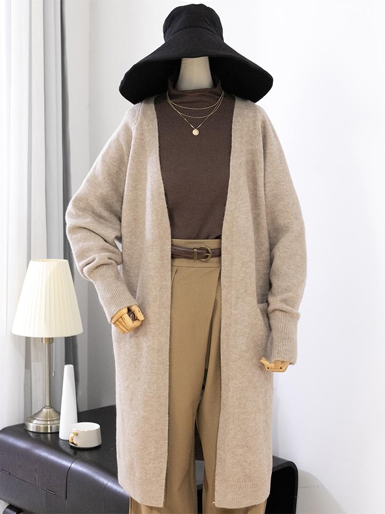 Cardigan Gros Călduros Larg Culoare Solidă Femei Buzunar Doamne Primăvară Toamnă Gât în V Palton Tricotat Topuri Casual Femei C-124