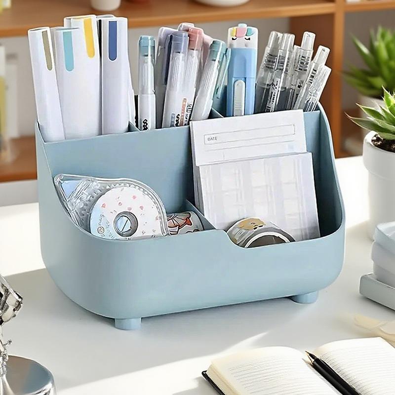 5-grid Large Capacity High Quality Plastic Desktop Organizer Storage Bucket Pen Holder Multifunctional Makeup Brush Holder