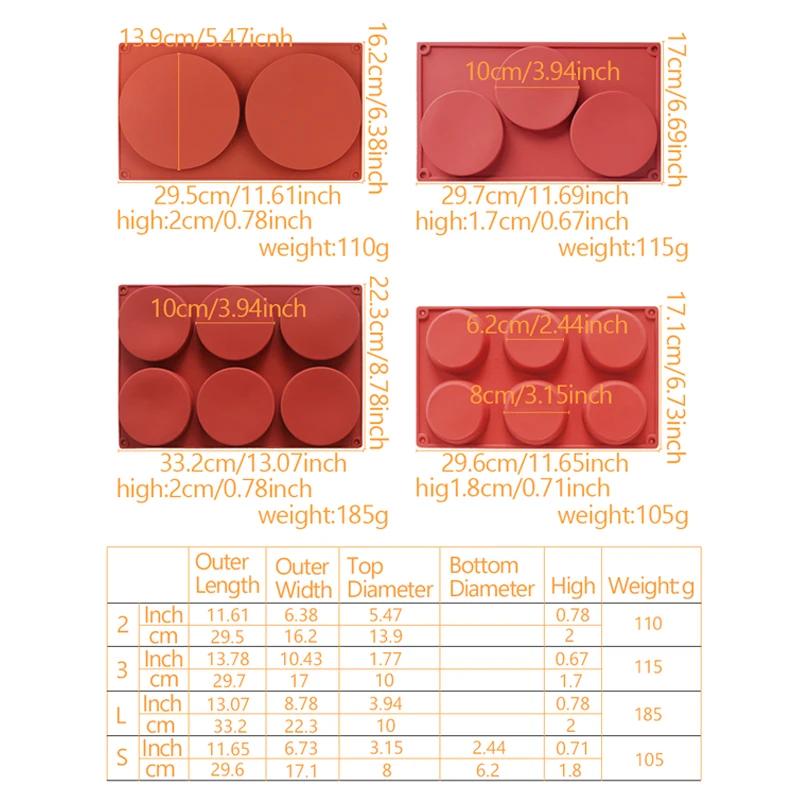 Silicone Round Baking Molds for 3 Inch and 4 Inch Round Disc Pan for Cake Muffin Top Bun, Custard, Tart, Resin Coaster, 6 Cavity
