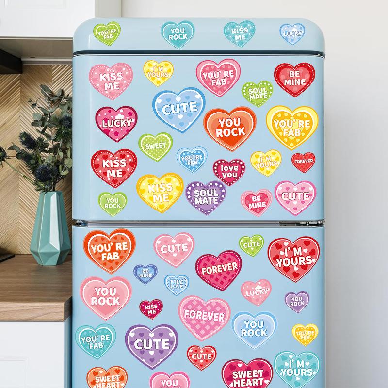 Valentine's Day Heart Window Stickers, Colorful Love Glass Decals, Romantic Party Decoration for Home, Shop Window and Door