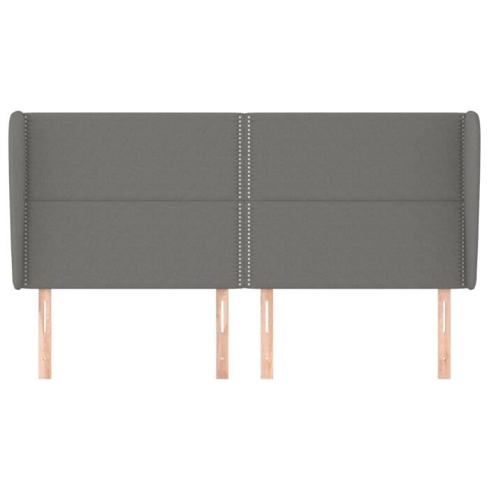 VidaXL Headboard with Ears Dark Grey 203x23x118-128 Cm Fabric3117839