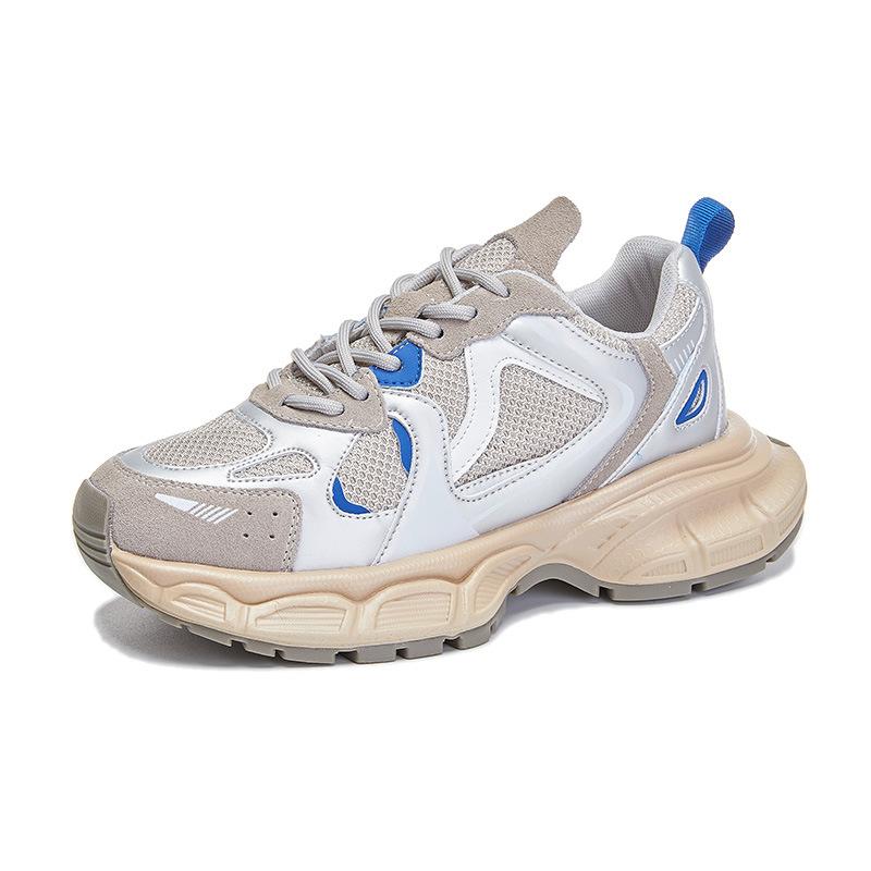Leather Dad Shoes Women's 2025 Spring Thick-soled Heightening Sports Shoes Casual Versatile Breathable Women's Shoes
