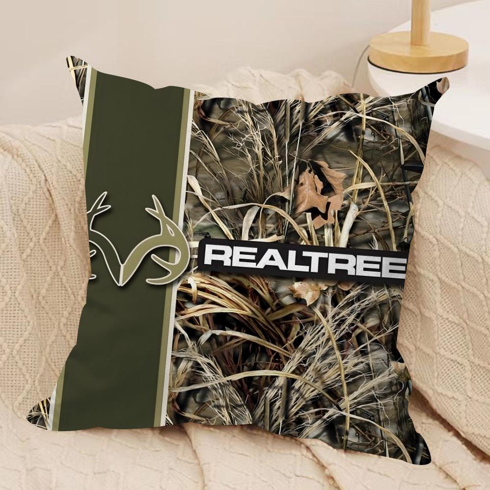 Cool R-Realtree Cushion Cover Silky Short Plush Double-Sided Printed Pillow Case for Sofa All Seasons Home Decor Gift