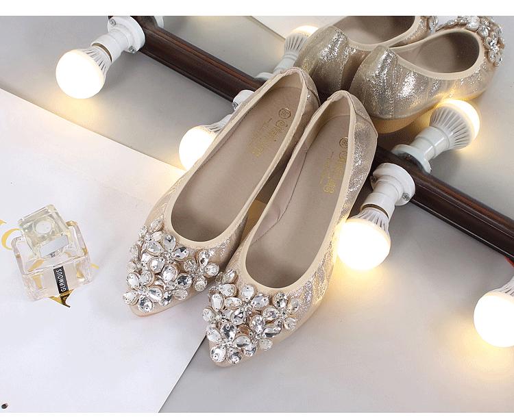 Pointed Toe Rhinestone Mary Jane Flats - Women's Autumn Soft Sole, Sizes 41-43