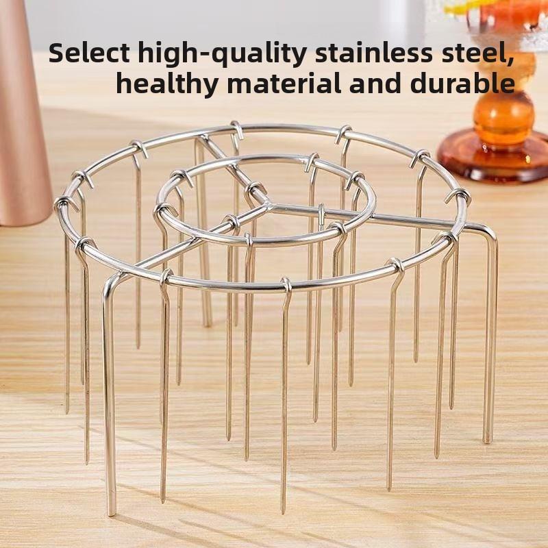 Household Kitchen Air Fryer Skewer Rack, Stainless Steel Hanging Barbecue Rack, Round Hanging Meat Skewer Rack